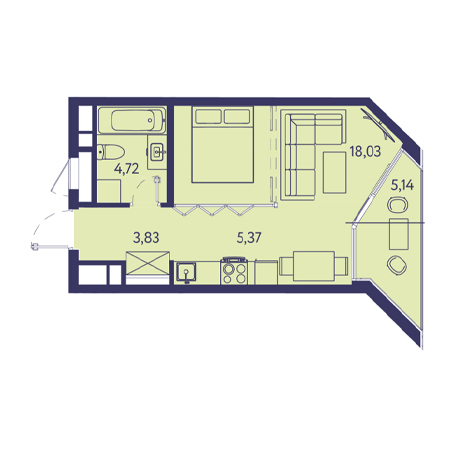 Студия 37.09м²