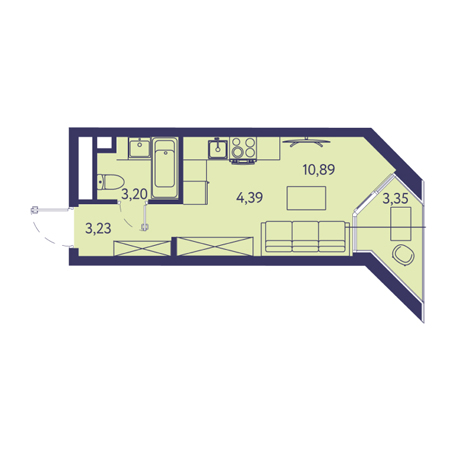 Студия 25.04м²