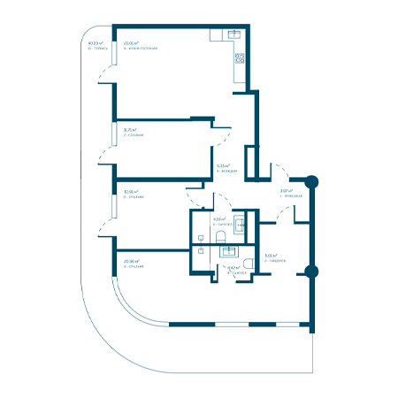 3 комнатная 132.67м²