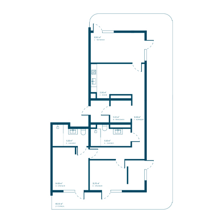 3 комнатная 155.33м²