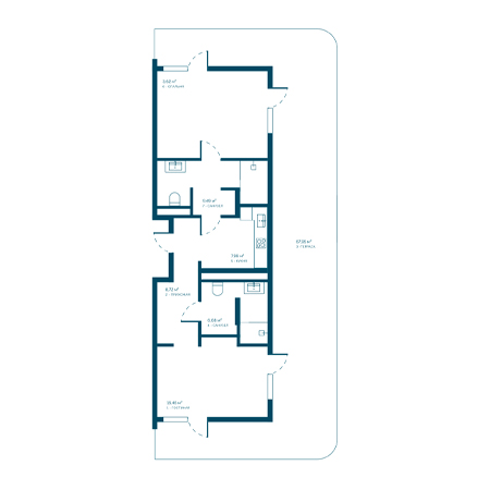 3 комнатная 133.19м²