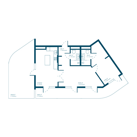 2 комнатная 122.17м²