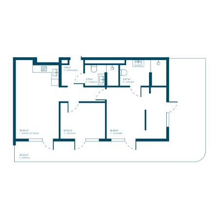 2 комнатная 109.24м²