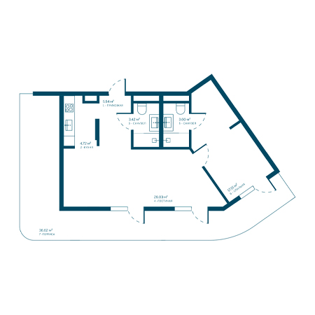 2 комнатная 97.08м²