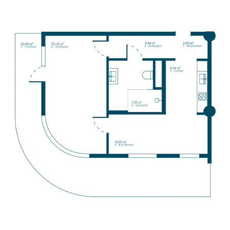 2 комнатная 81.91м²