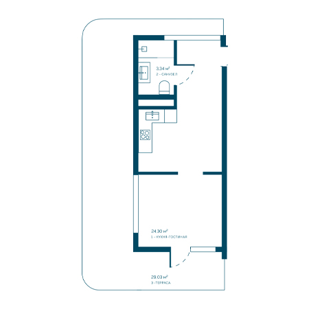 Студия 56.67м²