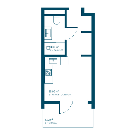 Студия 24.51м²