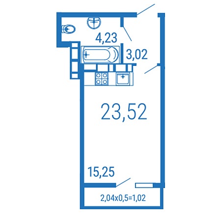 Студия 23.52м²