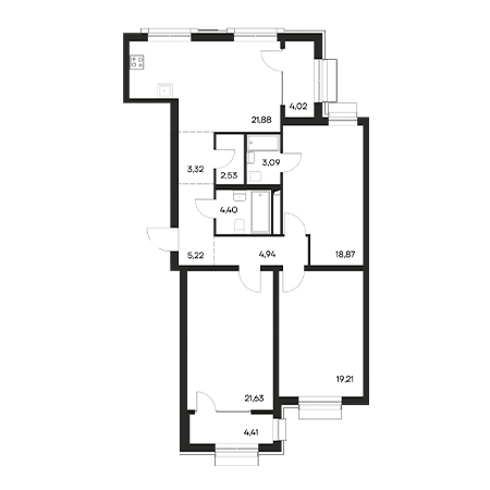 3 комнатная 113.52м²