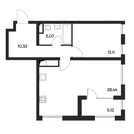 1 комнатная 62.06м²