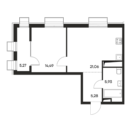 1 комнатная 52.03м²