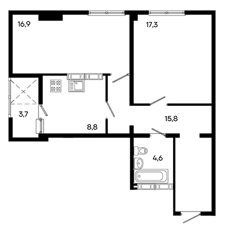 2 комнатная 67.1м²