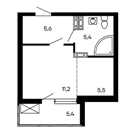 Студия 33.1м²