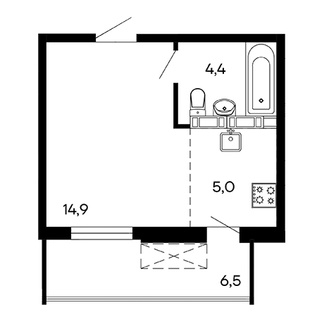 Студия 30.8м²