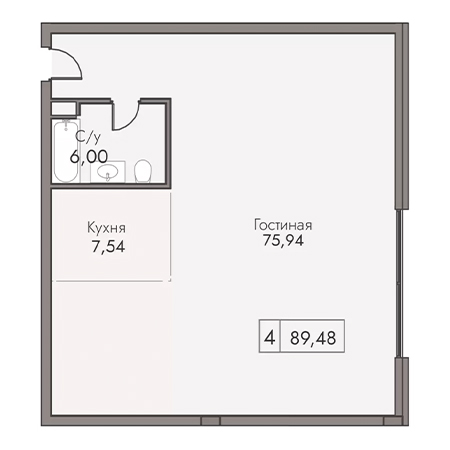 4 комнатная 108.76м²