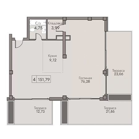 4 комнатная 151.79м²