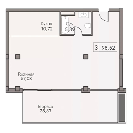 3 комнатная 98.52м²