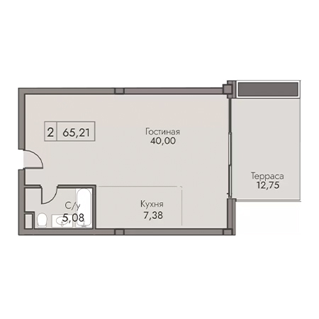 2 комнатная 65.21м²