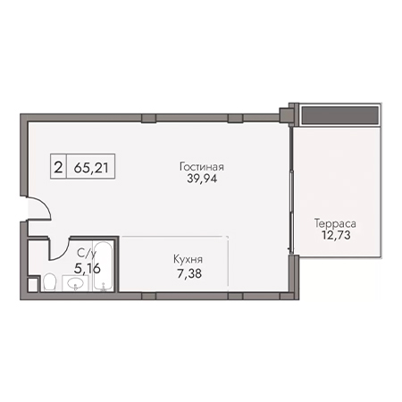 2 комнатная 65.21м²