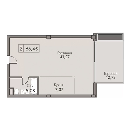 2 комнатная 66.45м²