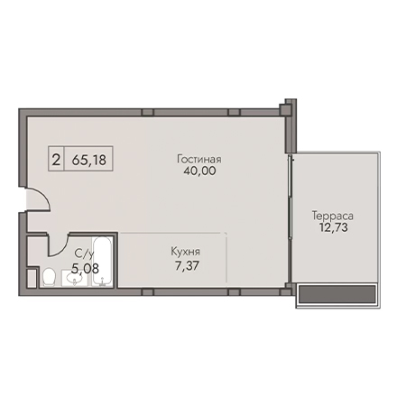 2 комнатная 65.18м²