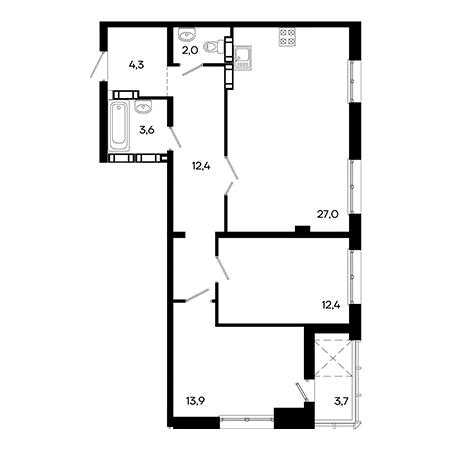 2 комнатная 79.3м²