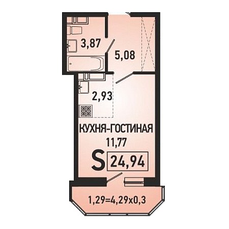 Студия 24.94м²