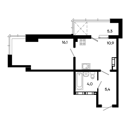 Студия 41.7м²