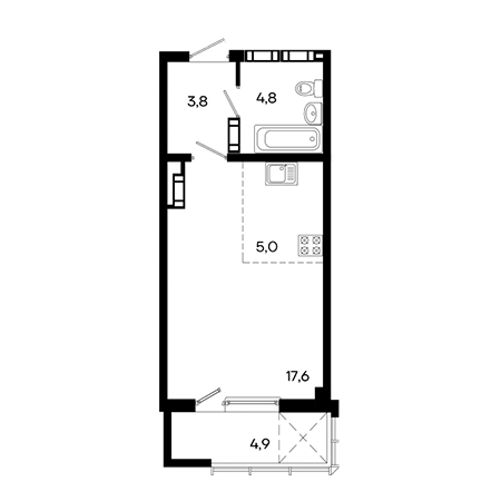 Студия 36.1м²