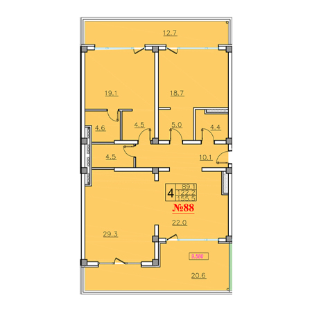 4+ комнат 155.5м²