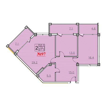 2 комнатная 97.9м²