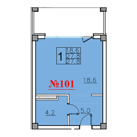 Студия 27.8м²
