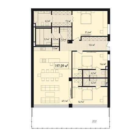 4+ комнат 197.09м²