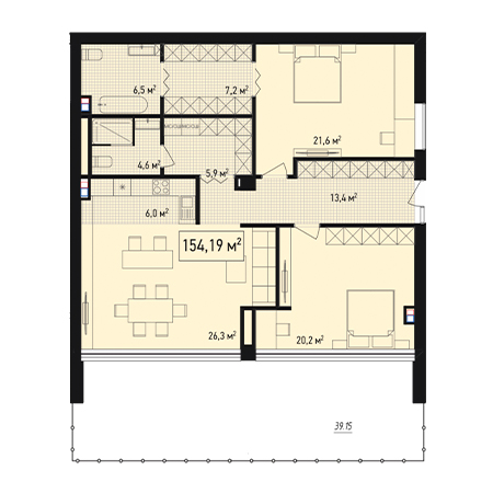 3 комнатная 154.19м²