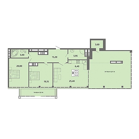 3 комнатная 133.35м²