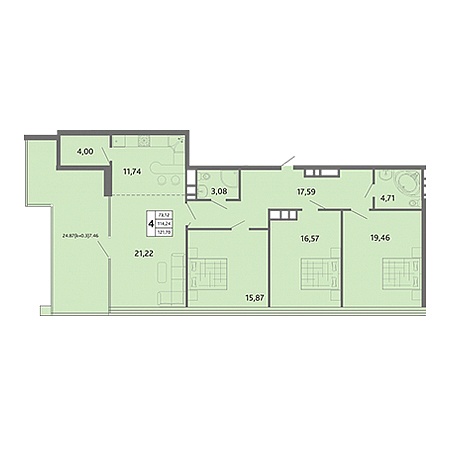 4+ комнат 121.7м²