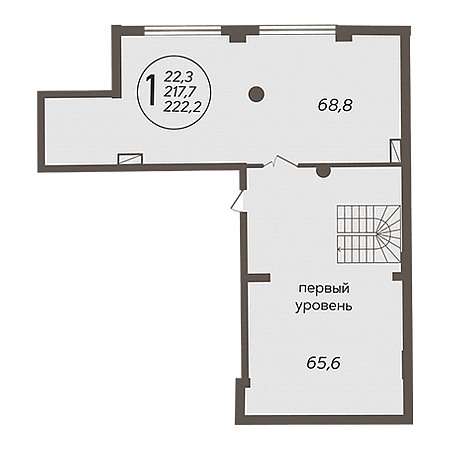 1 комнатная 222.2м²