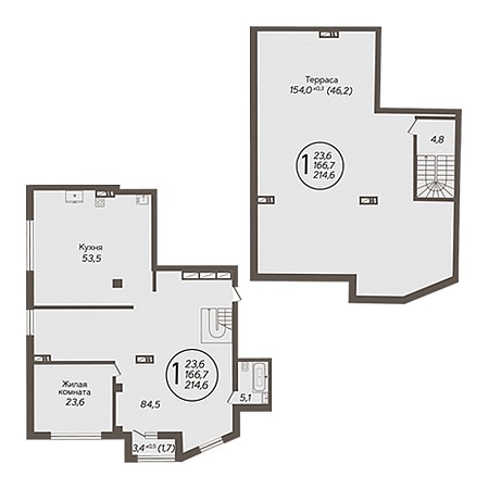 Пентхаус 214.6м²