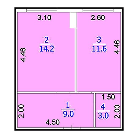 1 комнатная 36.8м²