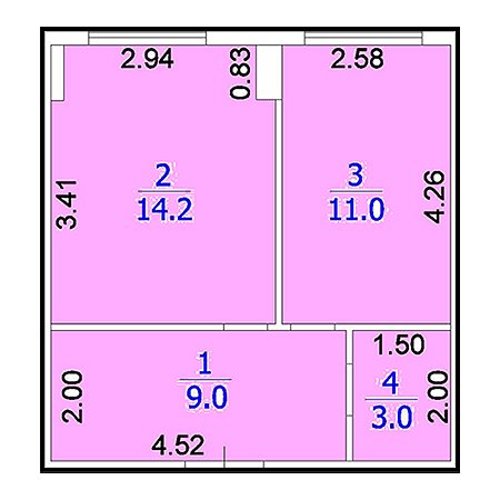 1 комнатная 36.2м²