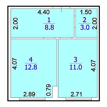 1 комнатная 35.6м²