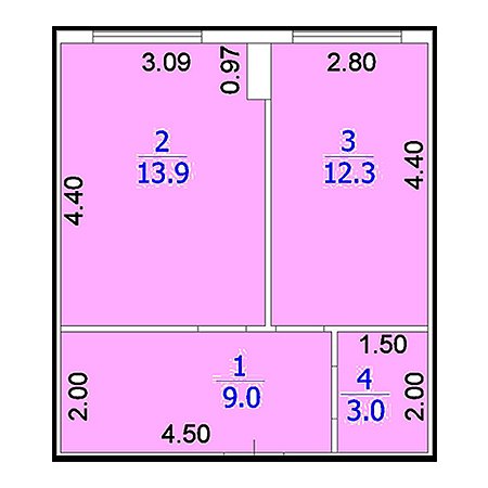 1 комнатная 37.21м²