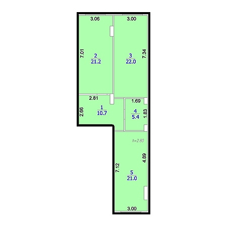 2 комнатная 81.1м²