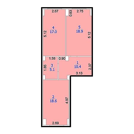 2 комнатная 70м²