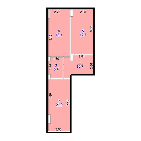 2 комнатная 72.9м²