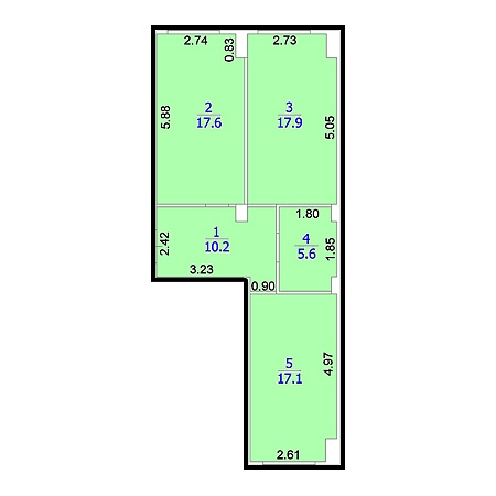 2 комнатная 68.4м²