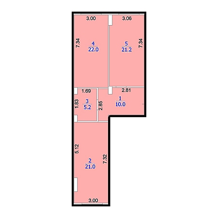 2 комнатная 79.4м²