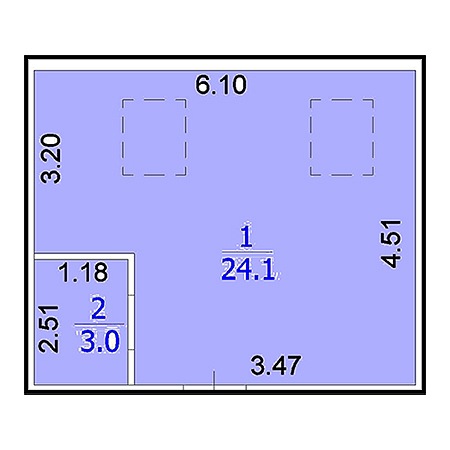 Студия 27.1м²