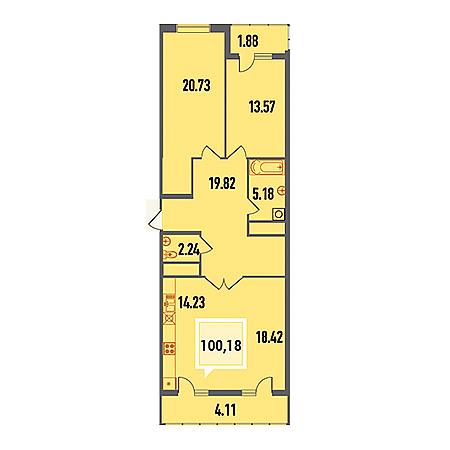 2 комнатная 100.18м²