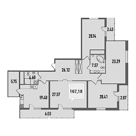 4+ комнат 167.18м²